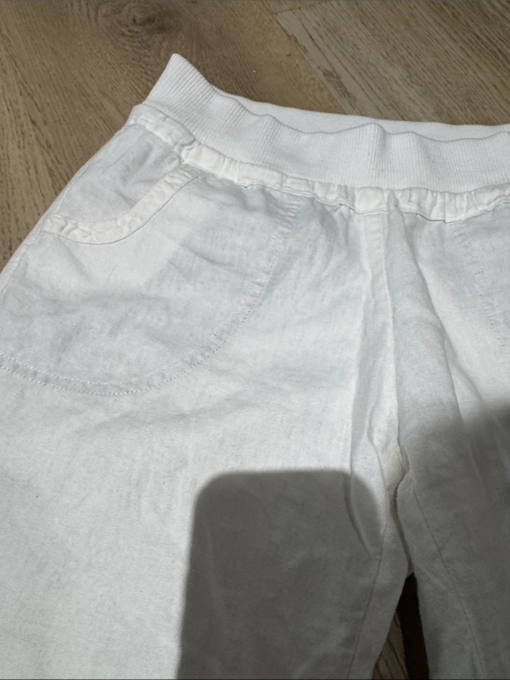 Love Tree White Wide-Leg Cotton Pants with Lace Trim - Picture 4 of 8